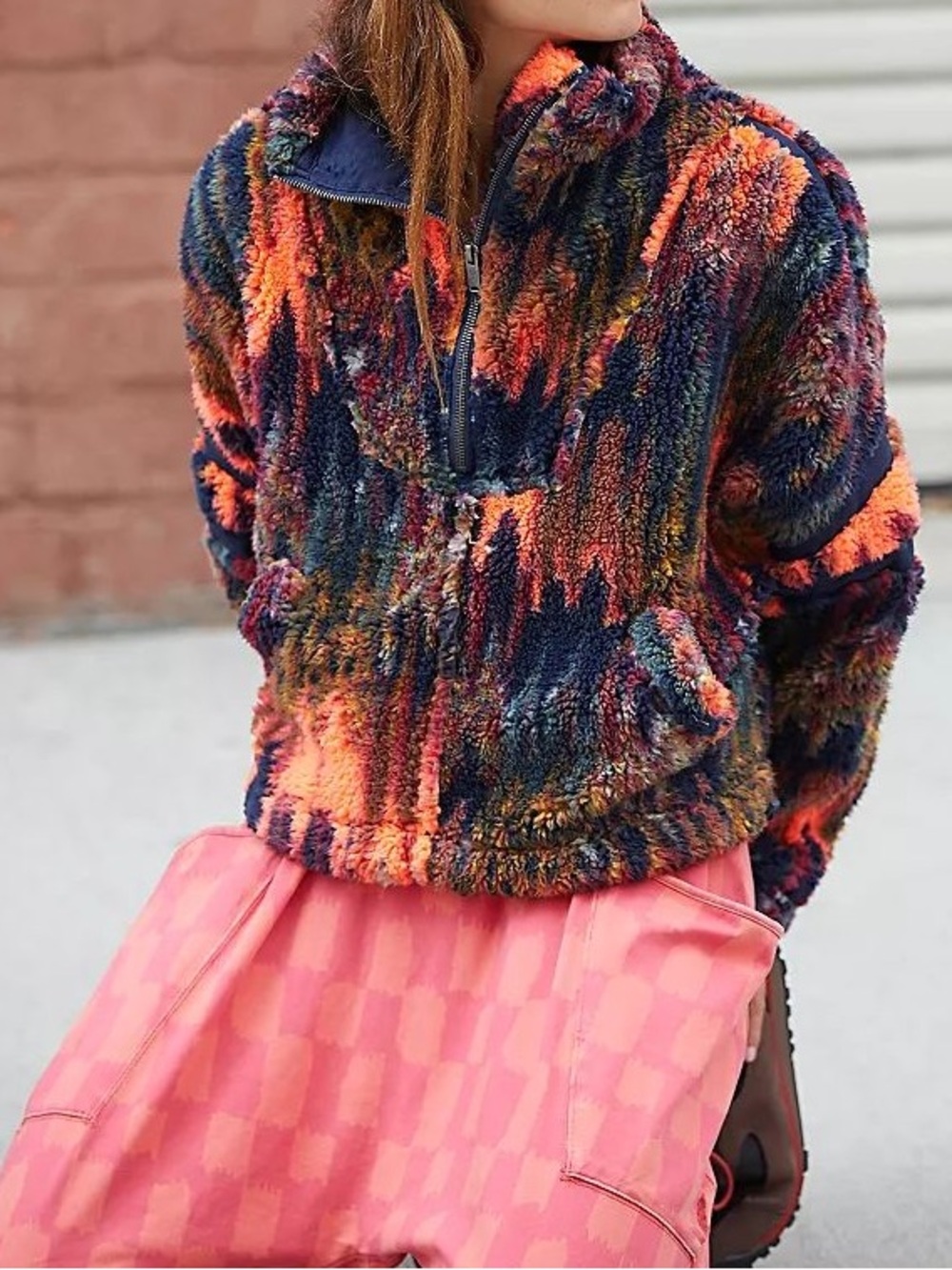 Free People FP Movement Nantucket Printed Half-Zip Fleece in Tye Dye